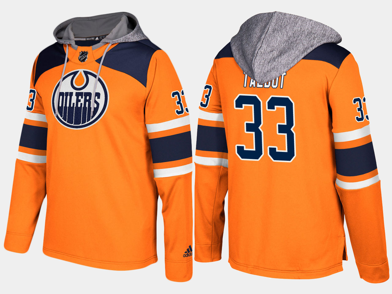 Men NHL Edmonton oilers #33 cam talbot orange hoodie